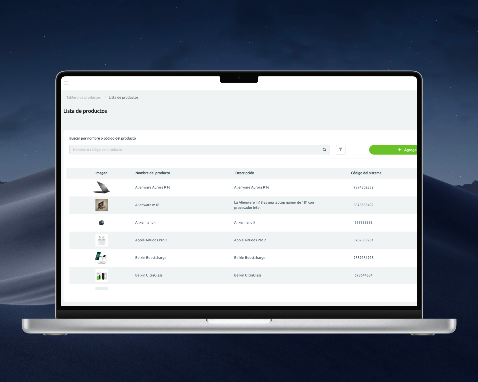 Catálogo de productos